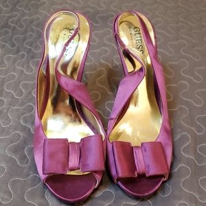 Opentoe bow purple satin
